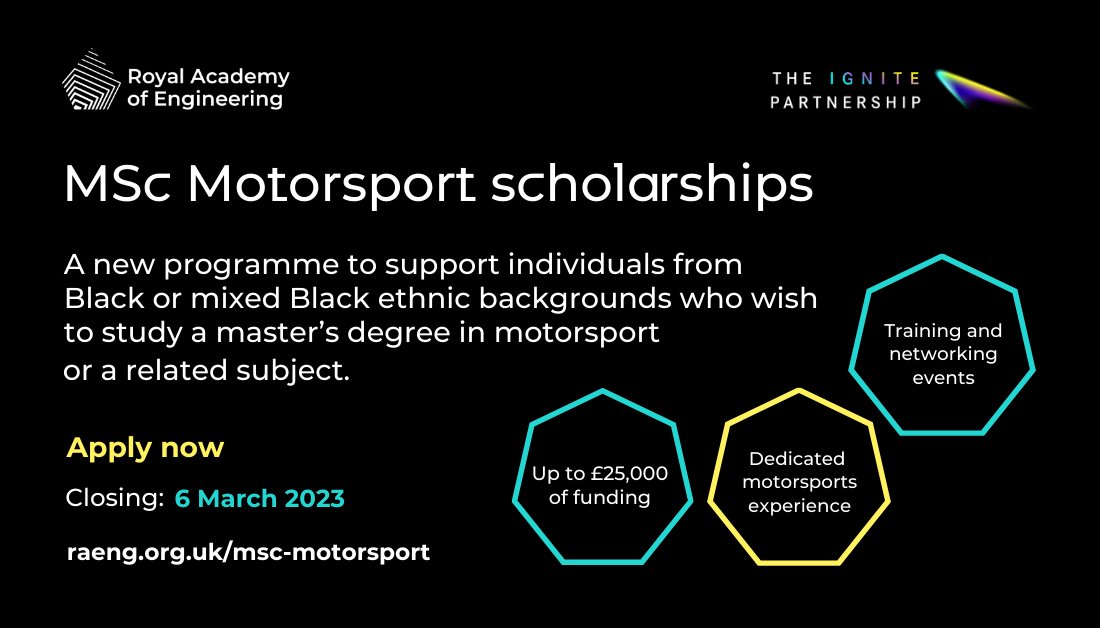 Royal Academy of Engineering MSc Motorsport Scholarship Program