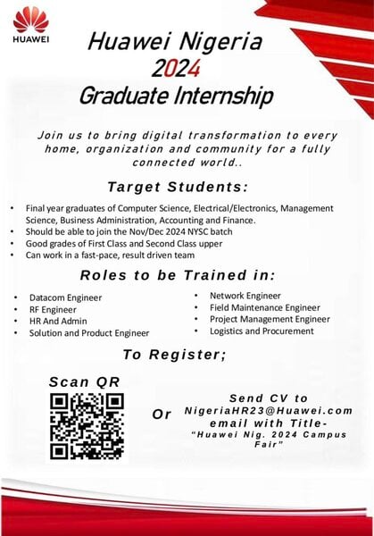 Huawei Nigeria 2024 Graduate Internship Program